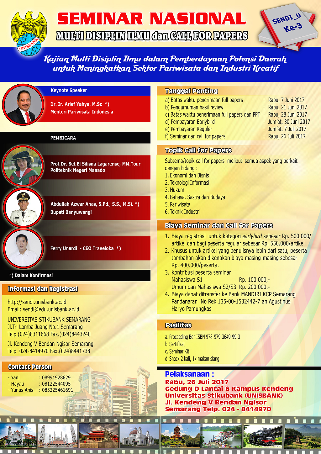 Undangan Seminar Nasional Multi Disiplin dari UNISBANK untuk Dosen Undip