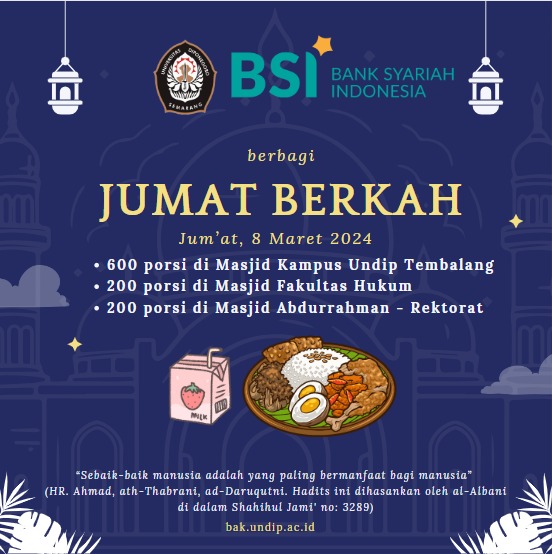 PEMBAGIAN JUMAT BERKAH KERJA SAMA DENGAN BANK SYARIAH INDONESIA (BSI)